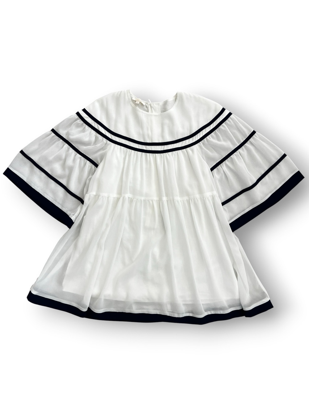 Girls Chloé Off White and Navy Tiered Dress
